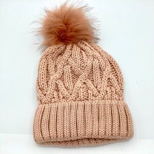 Acesori Premium Knit Pom Beanie in Blush